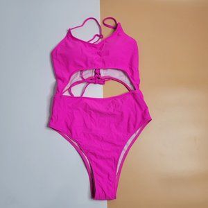 Women's Pink Sexy High Cut One Piece Swimsuit size Medium NEW
